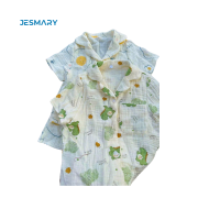 Đồ ngủ vải xô họa tiết khủng long xanh